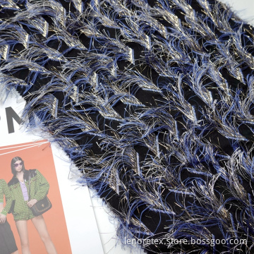 Polyester Rayon Nylon Metallic Woven Tassel Jacquard Fabric